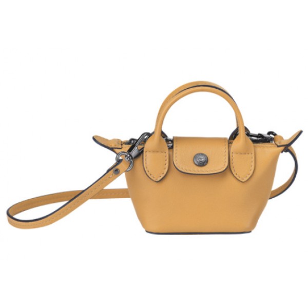 Honey cheap Longchamp Le Pliage Cuir Crossbody bag XS with Leather Material